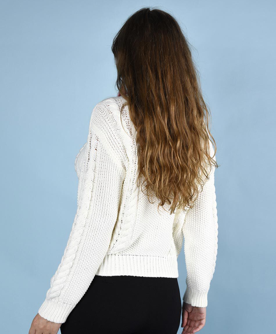 Sweater trenzado oversize cuello redondo