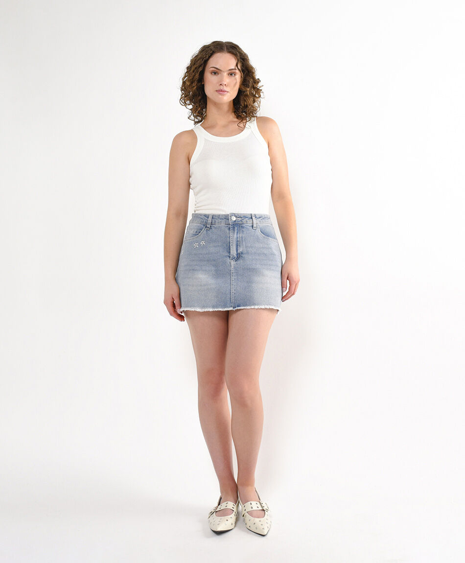 Mini falda mujer denim estrellas