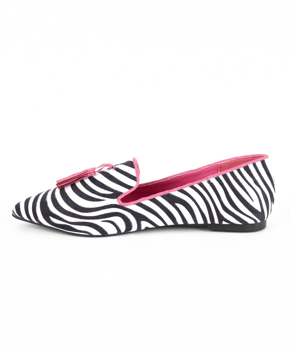 Zapato mujer fleco cebra