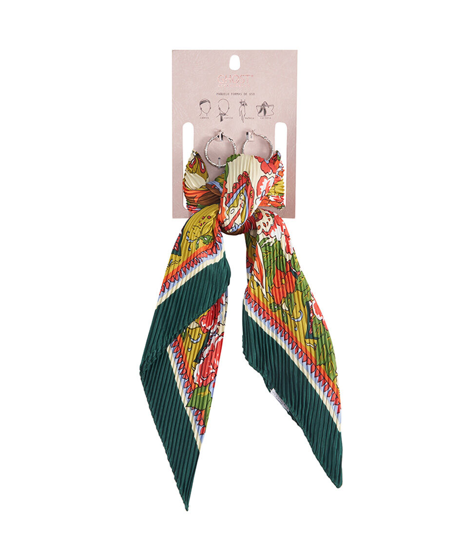 Set pa&ntilde;uelo + aros mujer estilo jard&iacute;n