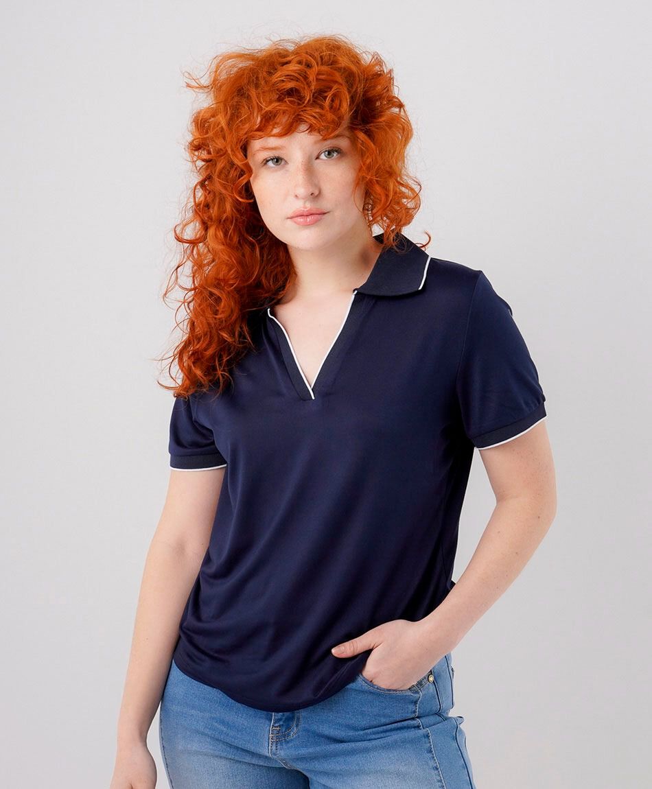 Polera mujer polo piping