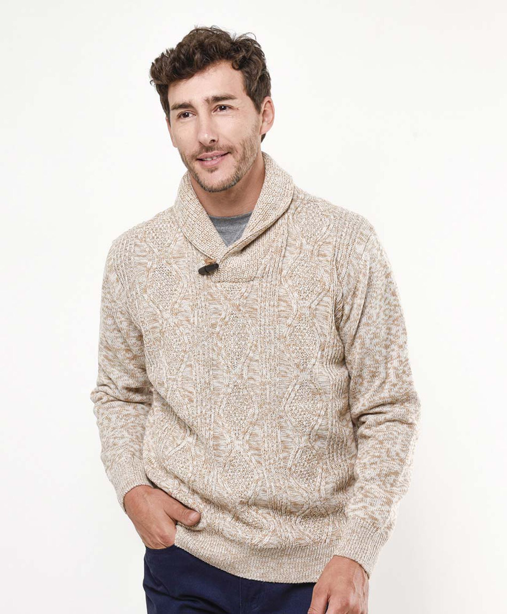 Sweater hombre cuello alto beige Sweater hombre cuello alto beige