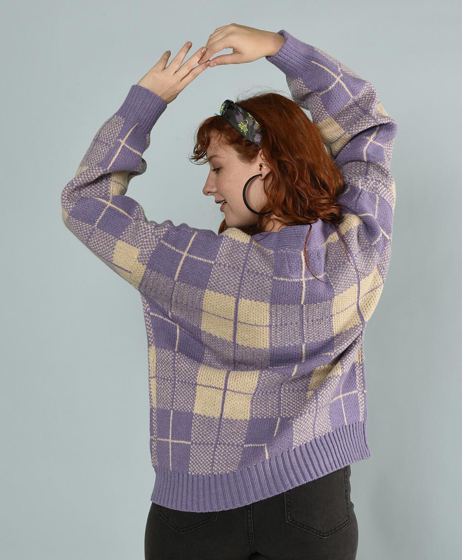 C&aacute;rdigan jacquard escoc&eacute;s oversize cuello en v