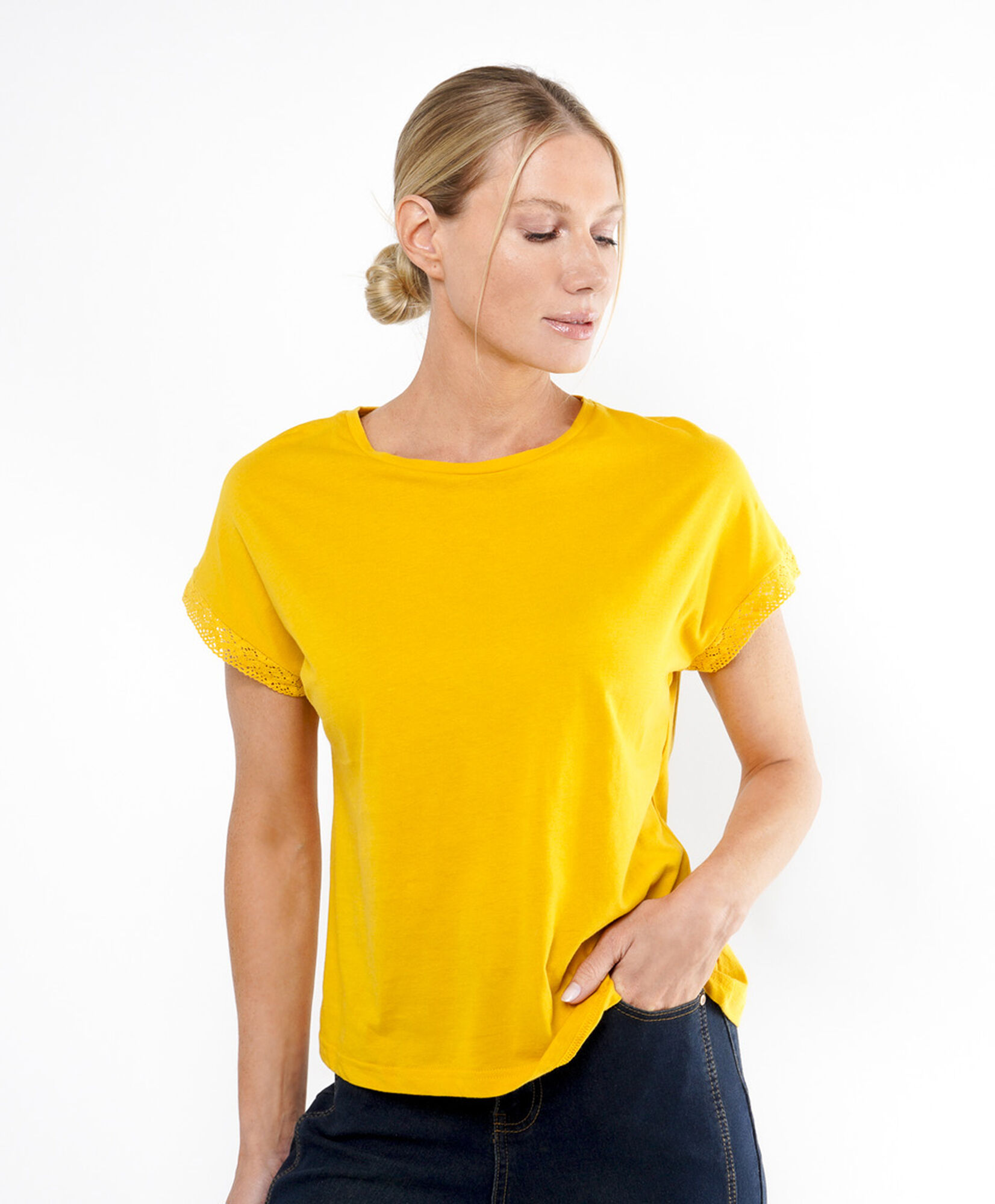 Polera mujer manga encaje Polera mujer manga encaje