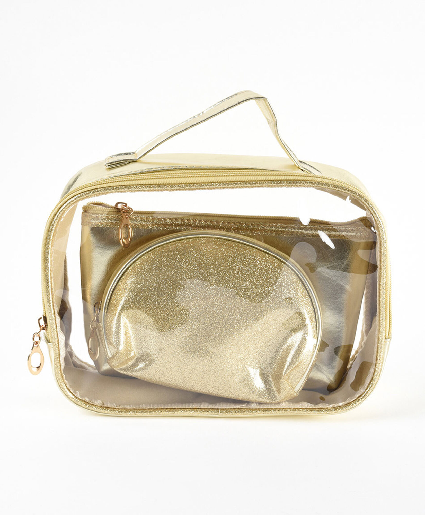 Set cosmetiquero mujer dorado 3 piezas Set cosmetiquero mujer dorado 3 piezas