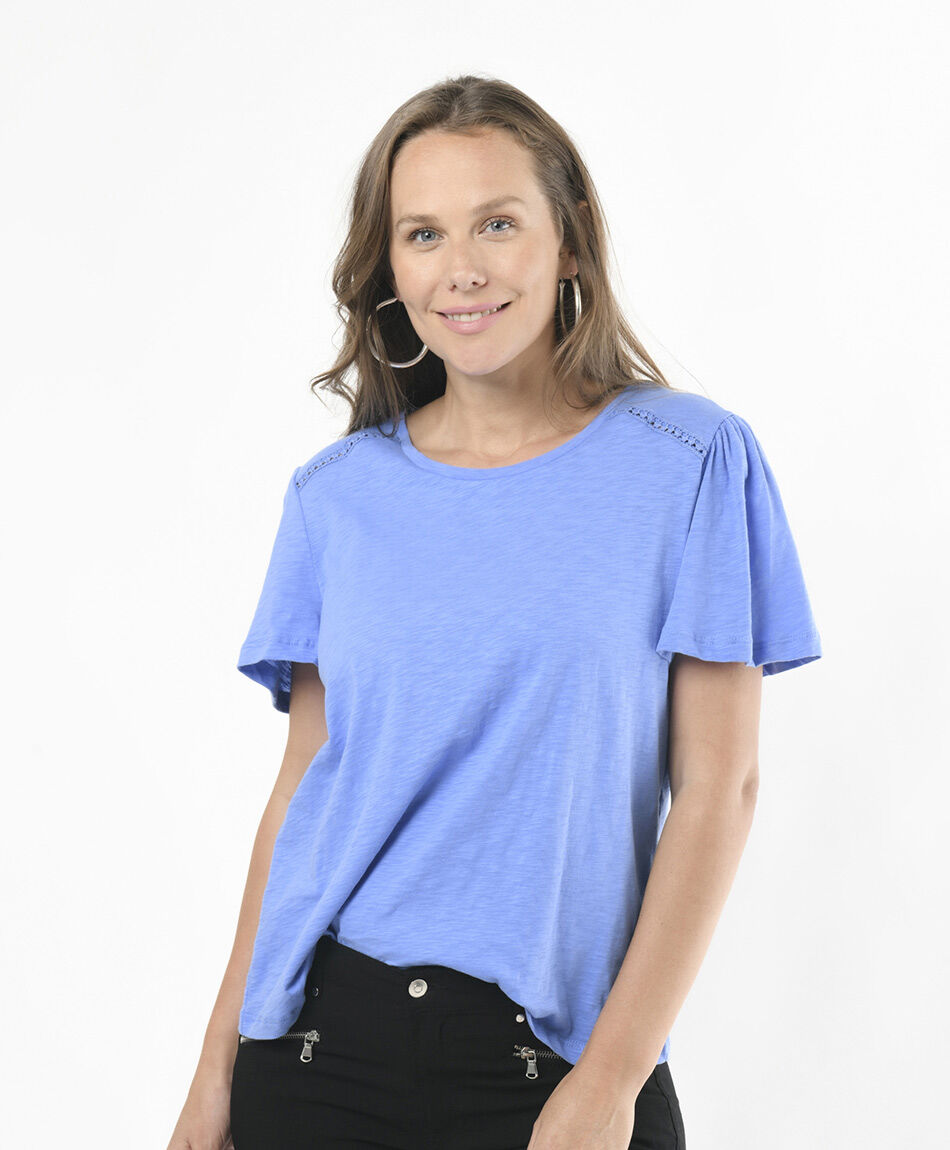 Polera mujer jaspeada encaje