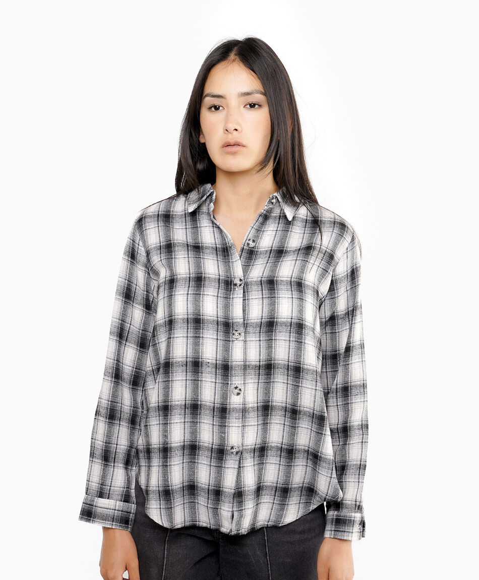 Blusa mujer escoces cuadros negros