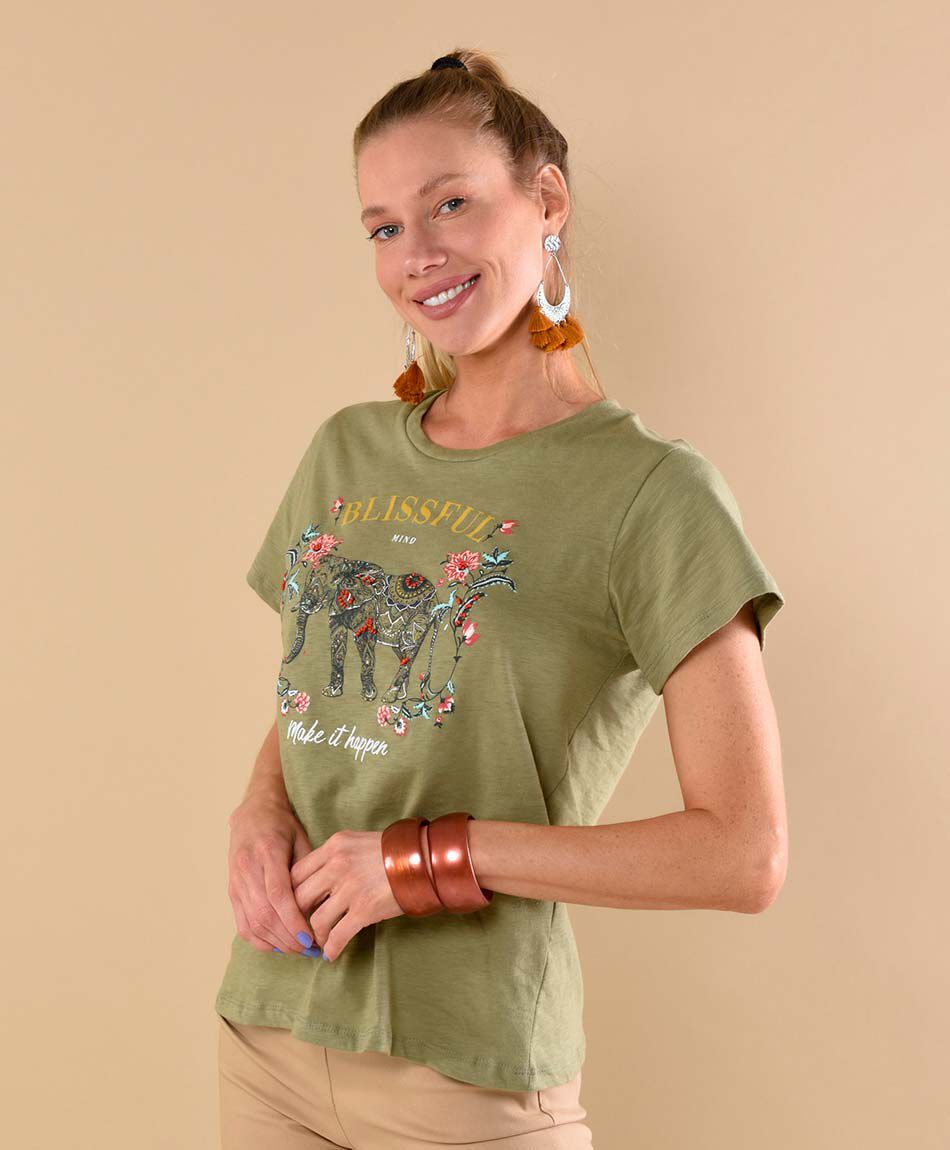 Polera manga corta cuello redondo