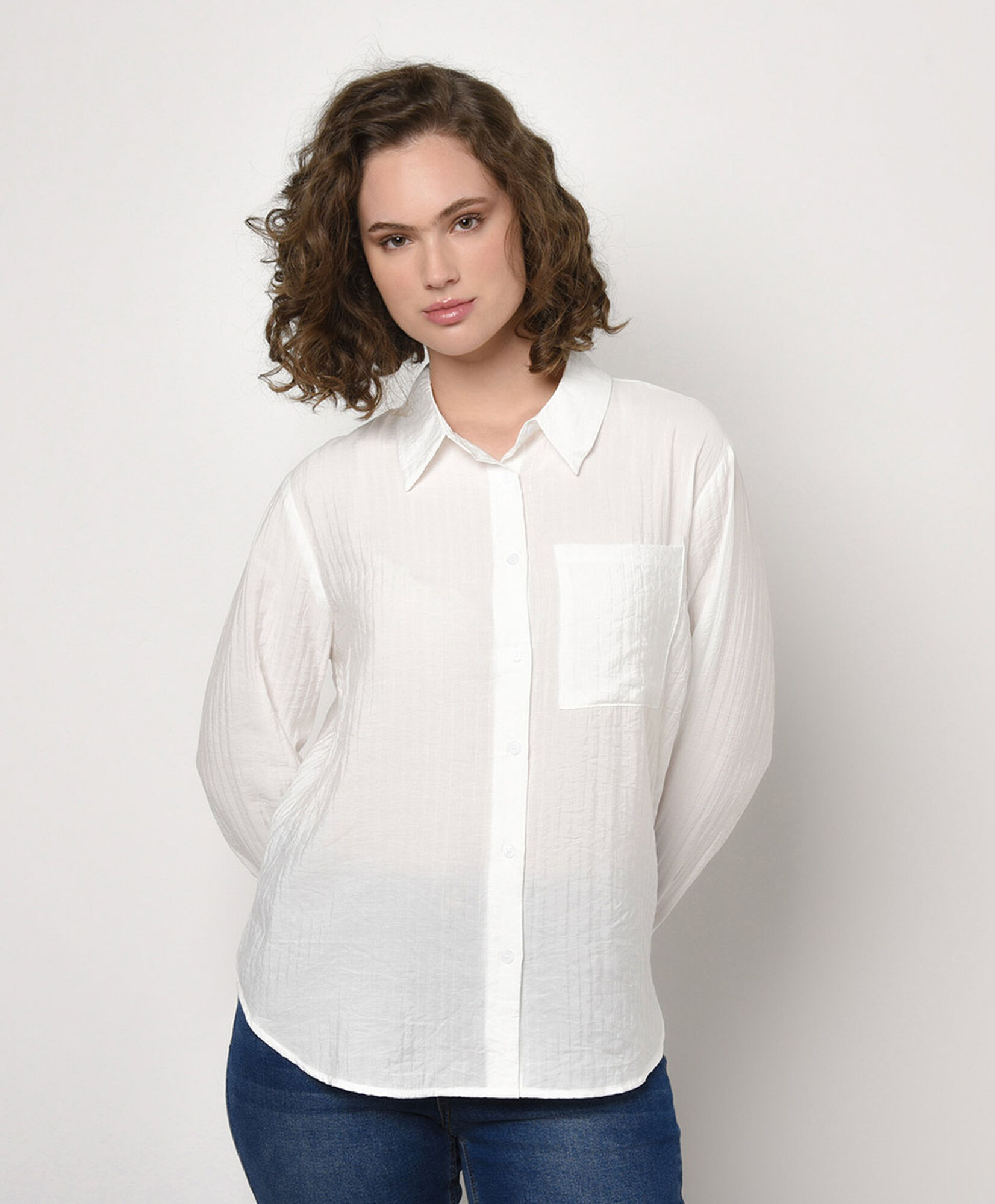 Blusa mujer textura blanca Blusa mujer textura blanca