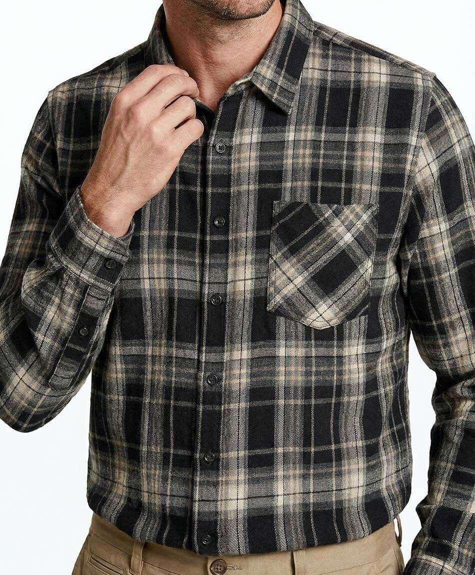 Camisa hombre franela black