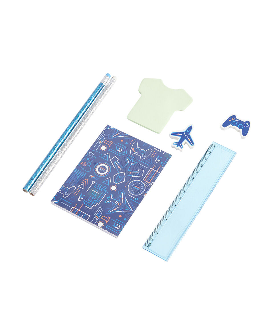 Set libreta + l&aacute;pices escolar gamer