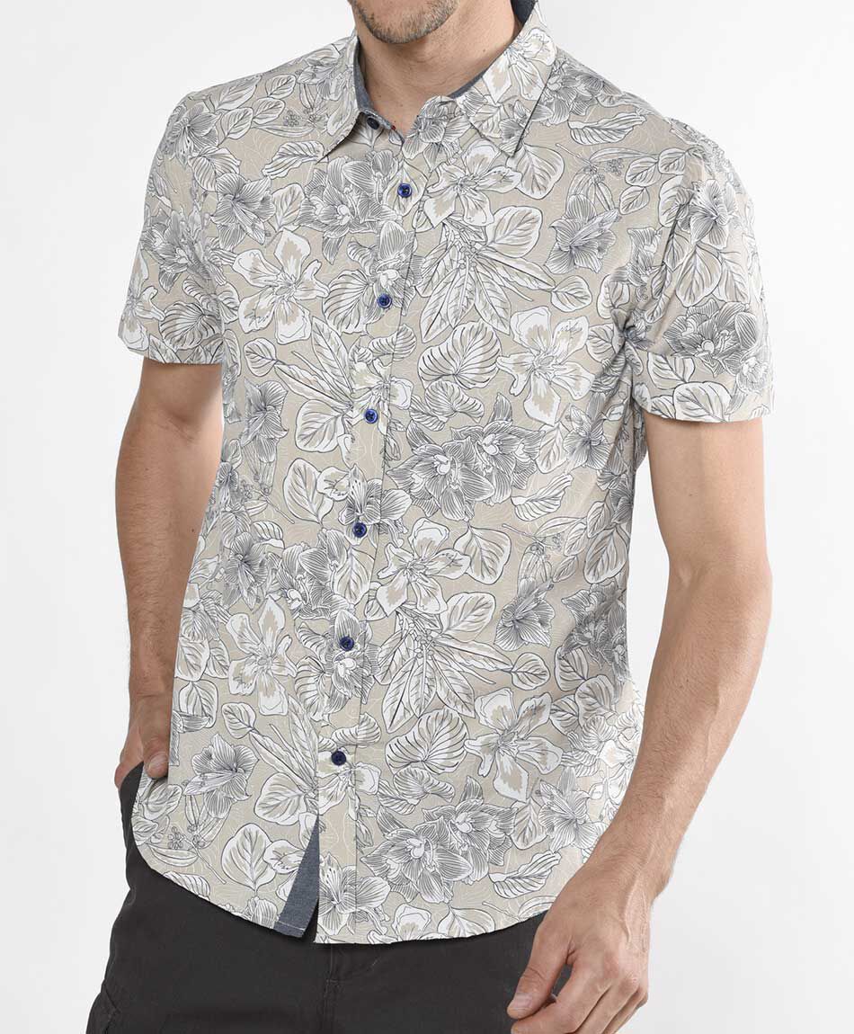 Camisa floral manga corta