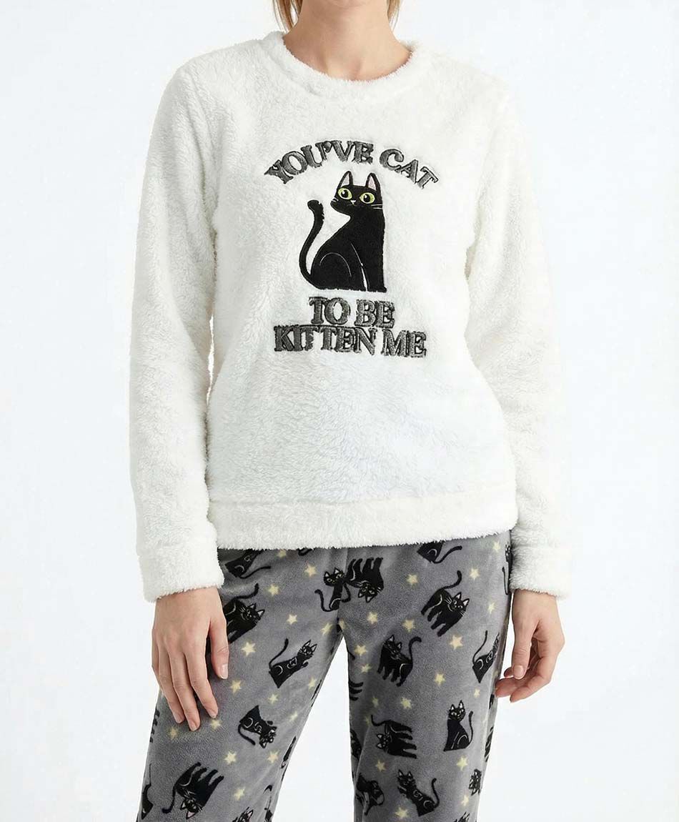 Pijama mujer chiporro gato negro