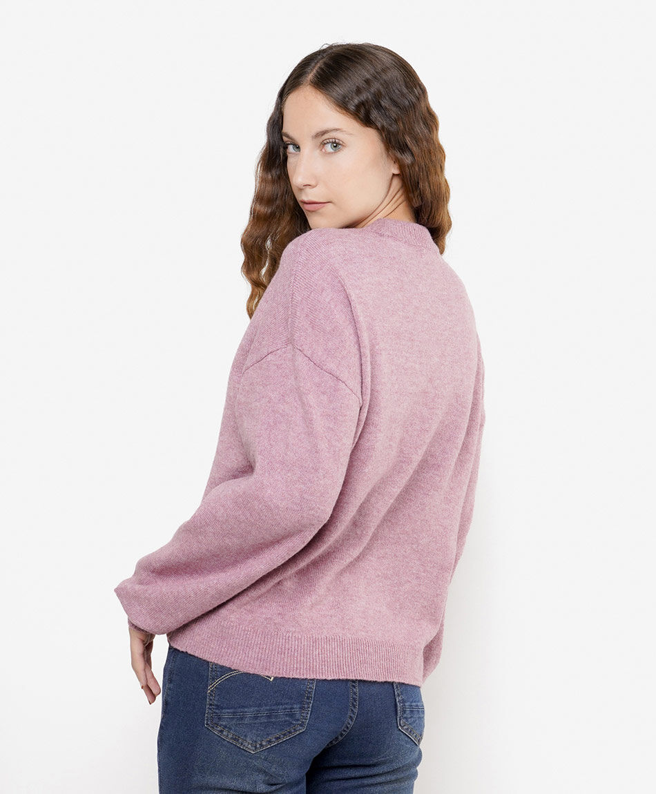 Sweater mujer melange rosado