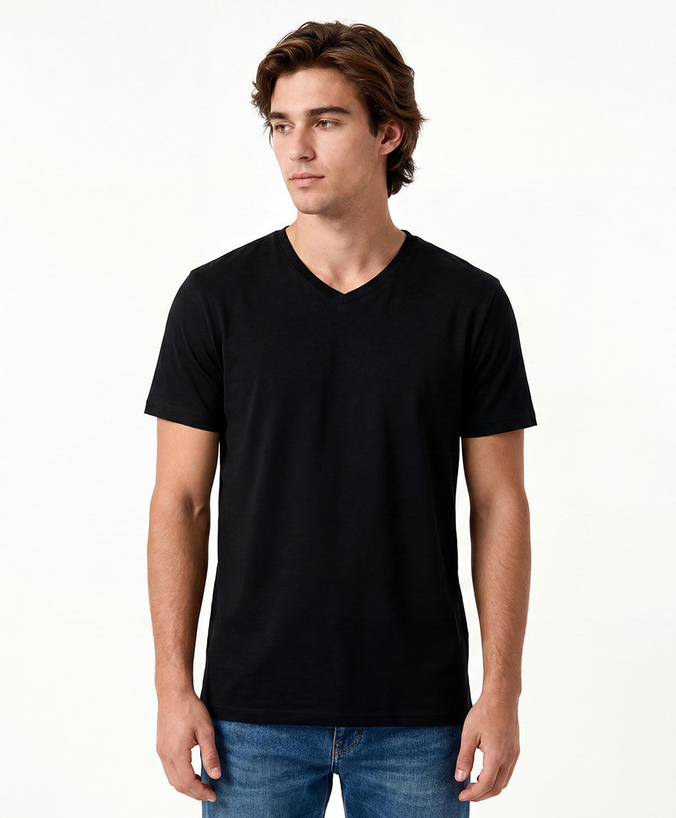 Polera hombre cuello en v lisa