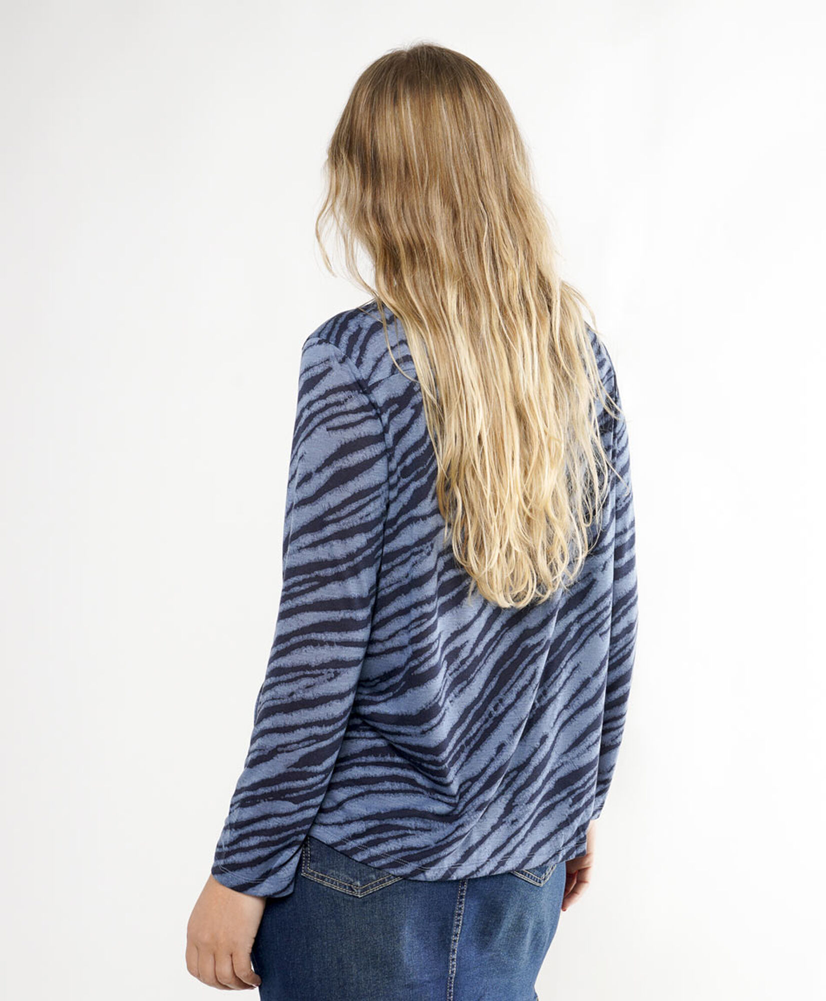 Polera mujer print cebra azul Polera mujer print cebra azul