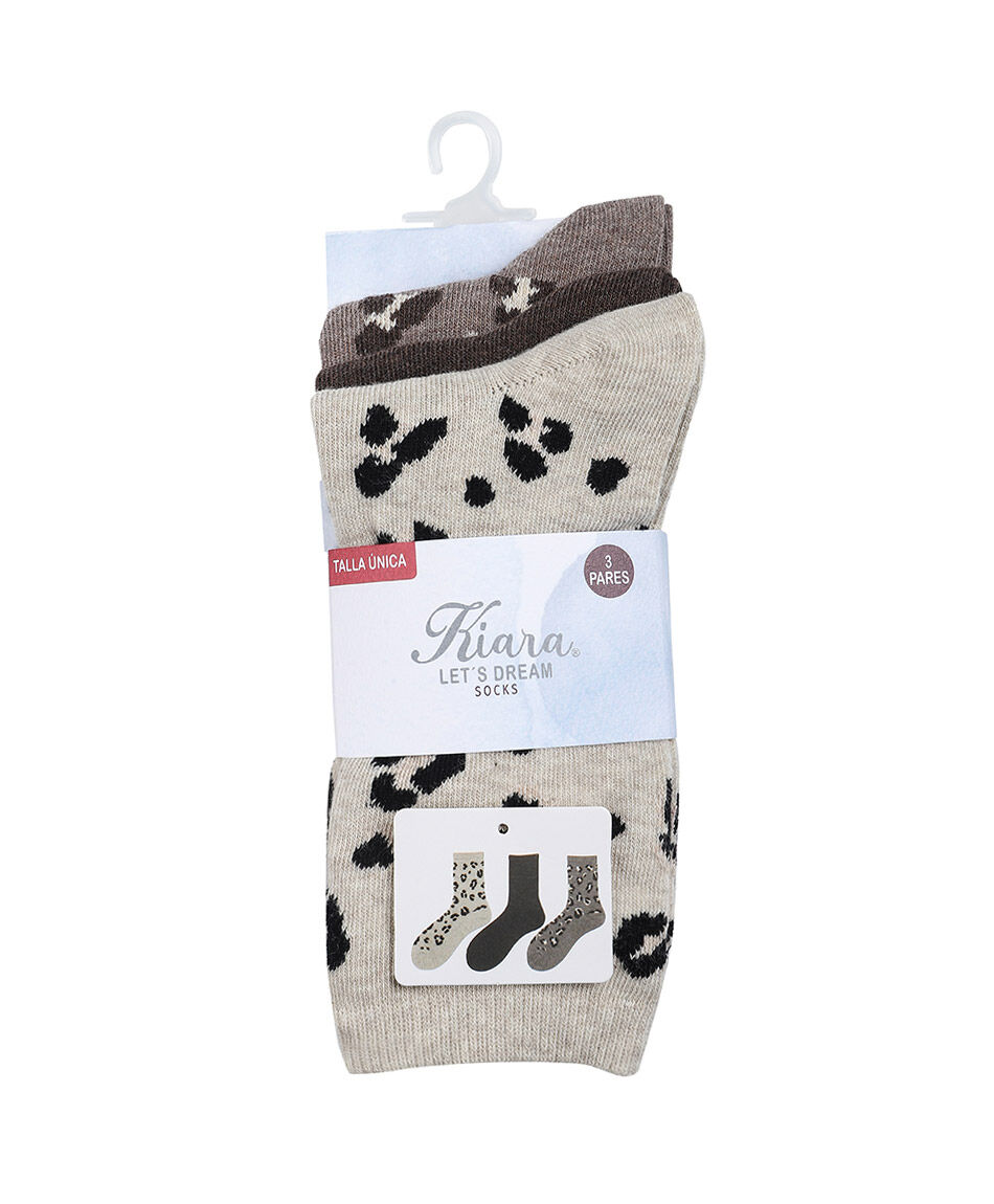 Pack 3 calcetines mujer animal print medium