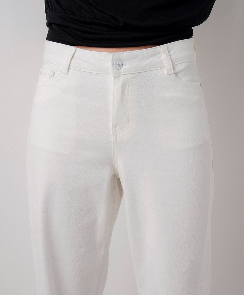 Jeans mujer wide leg blanco