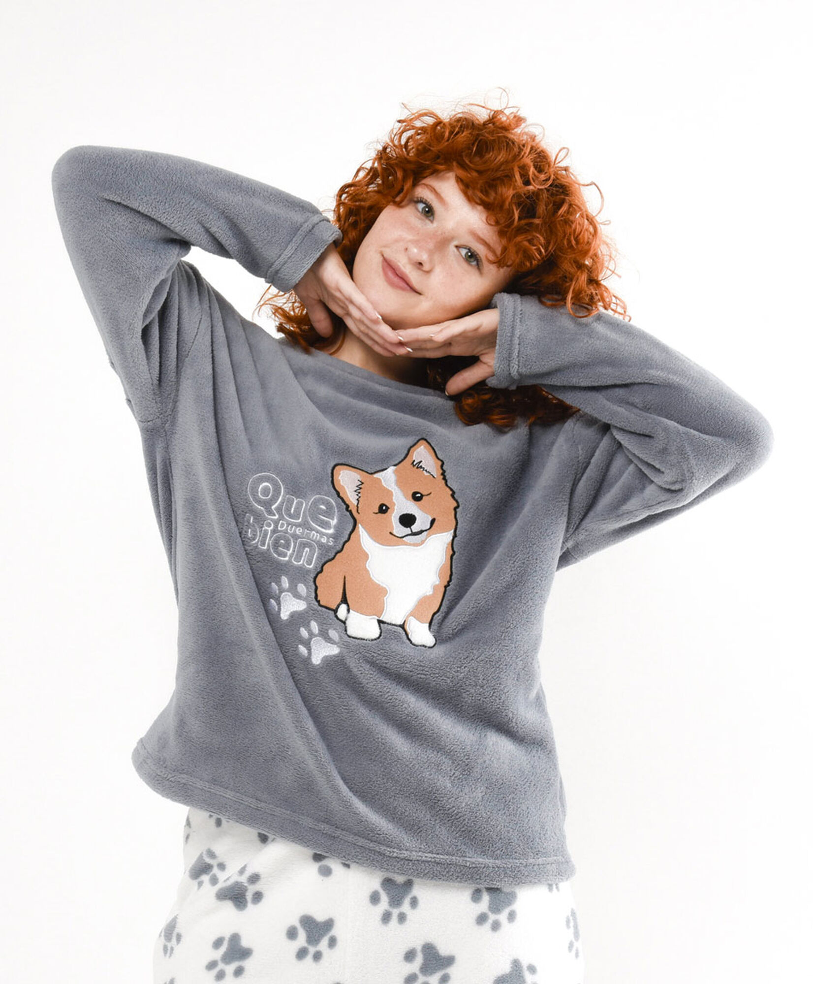 Pijama mujer polar corgi huellas Pijama mujer polar corgi huellas