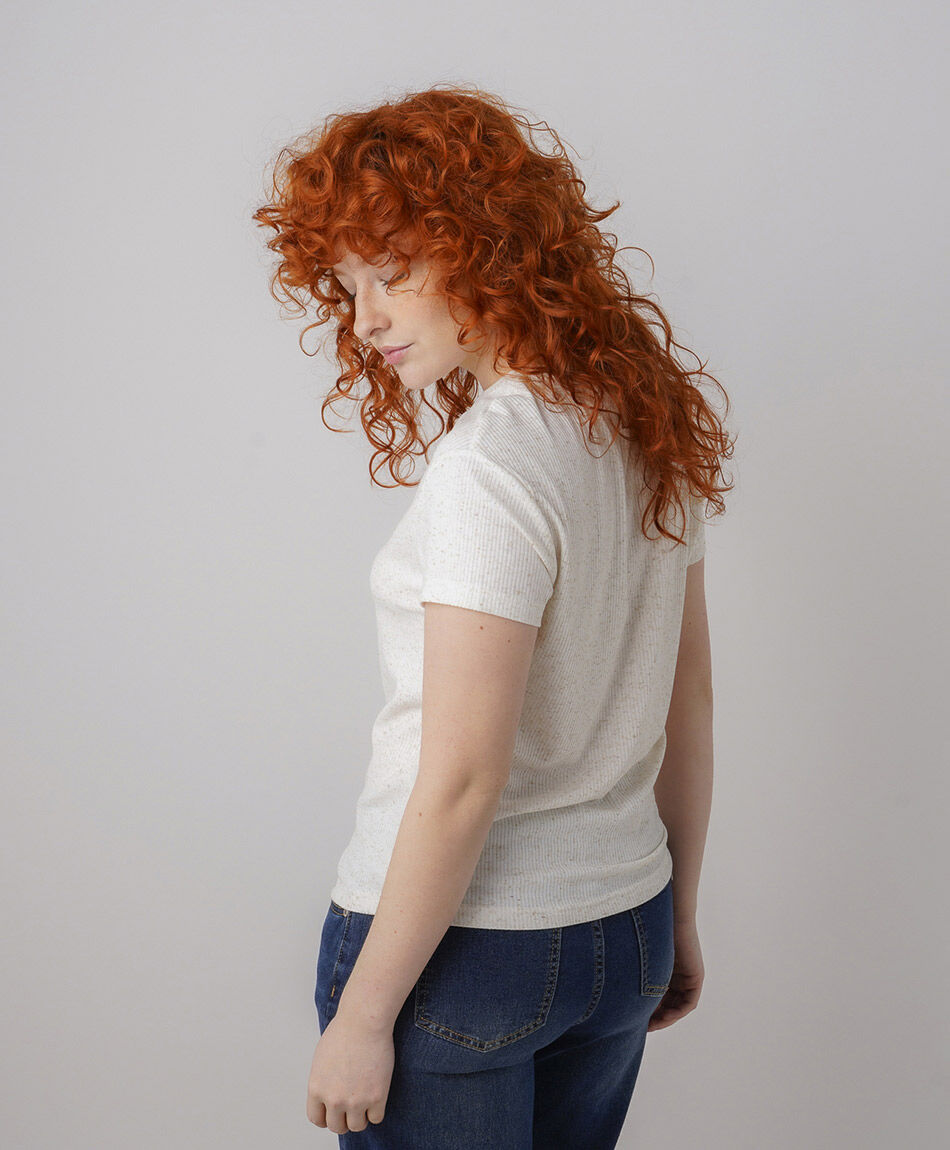Polera mujer textura rib lino