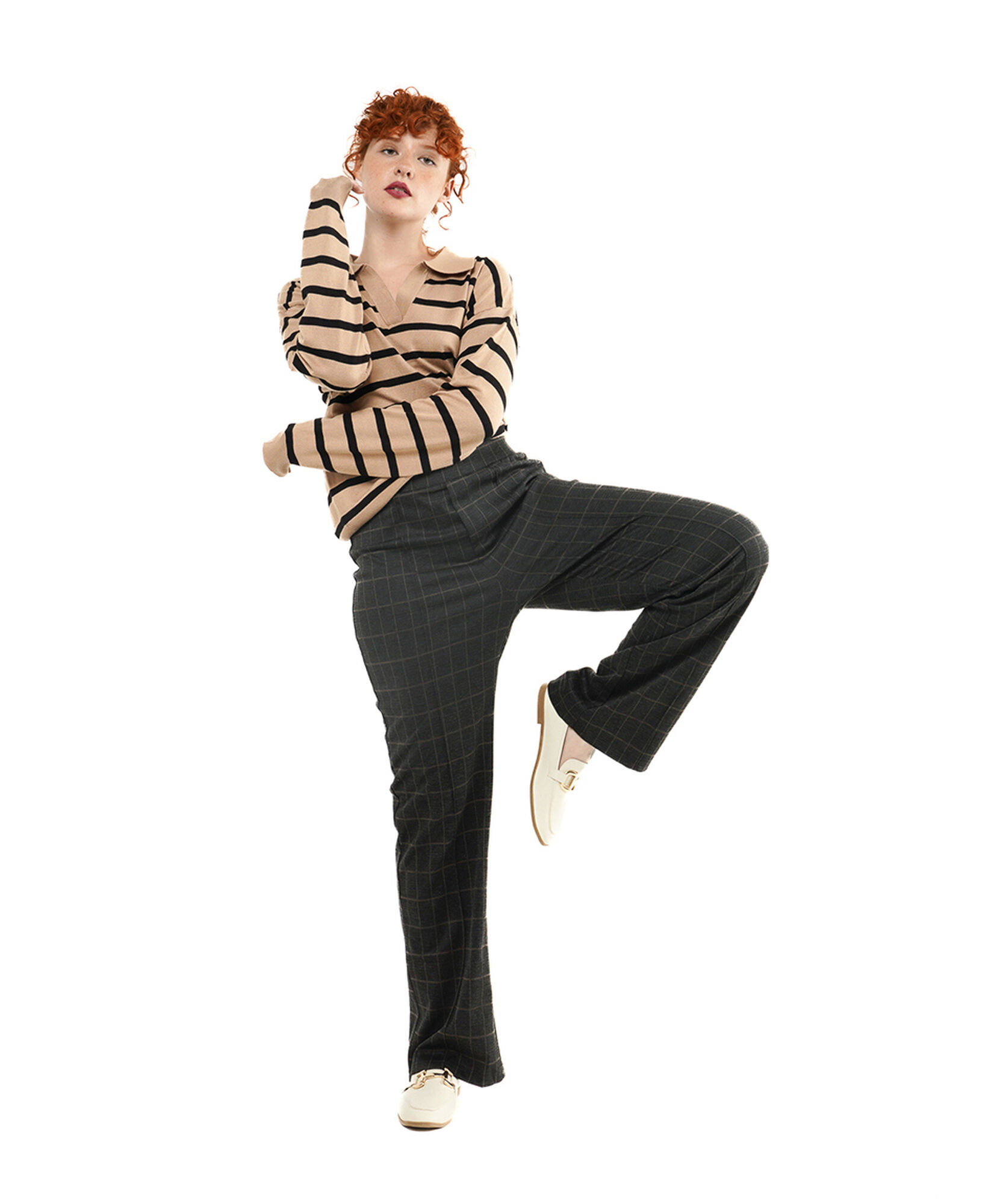 Pantalón mujer jacquard cuadros Pantalón mujer jacquard cuadros