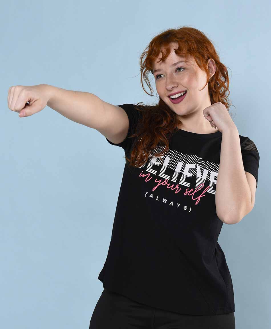 Polera deportiva manga corta cuello redondo