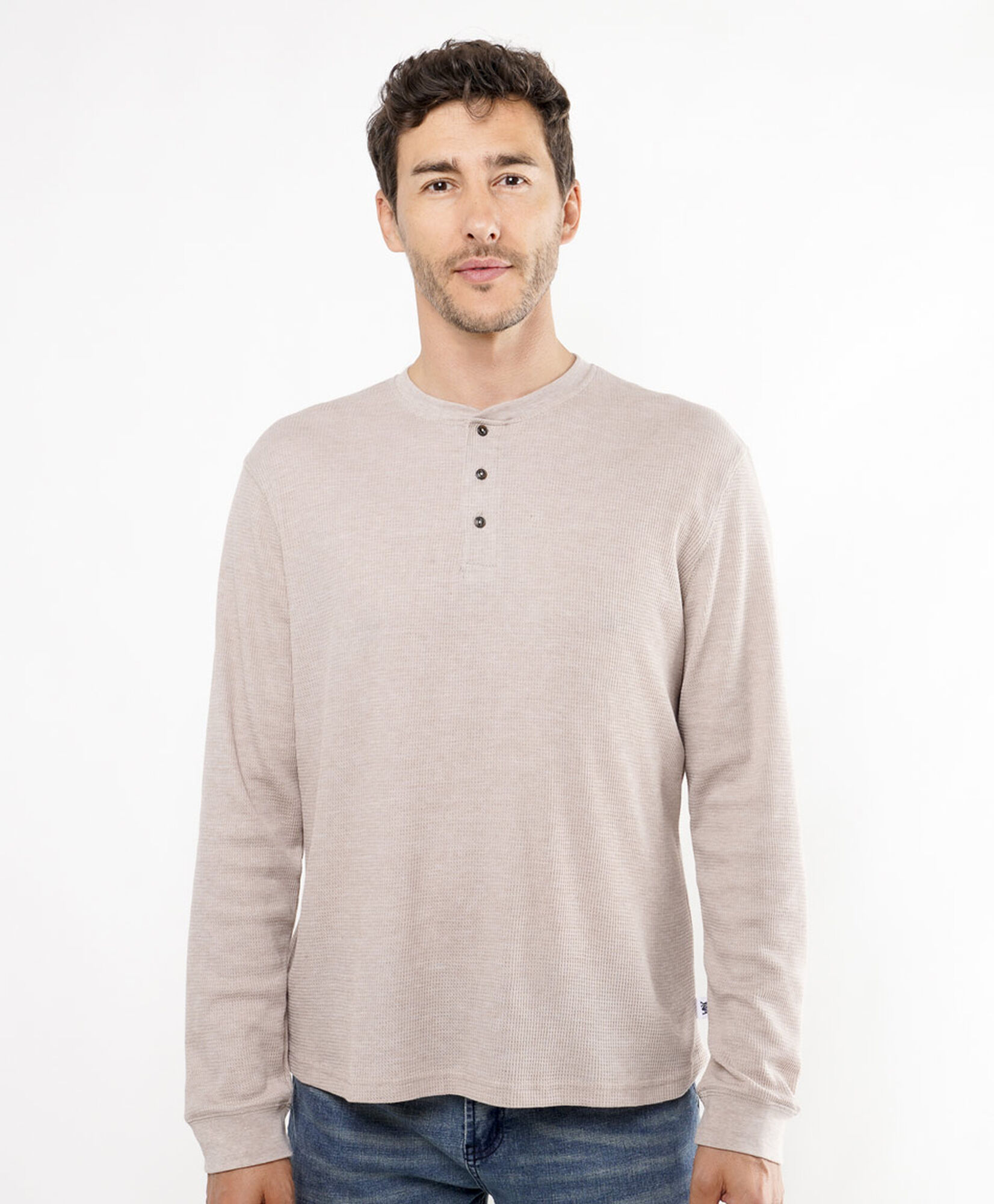 Polera hombre waffle beige Polera hombre waffle beige