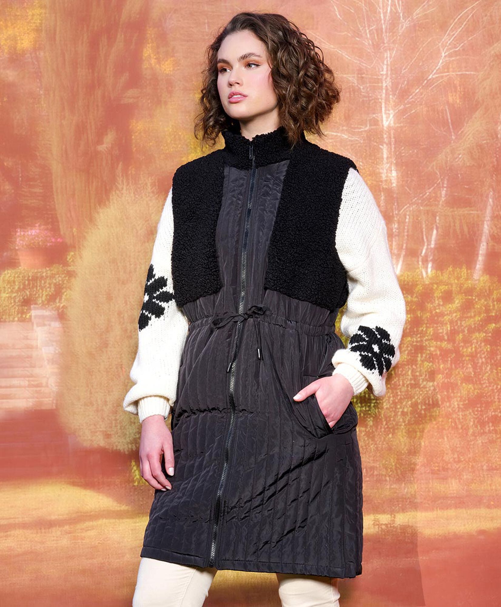 Parka mujer mix tejidos larga Parka mujer mix tejidos larga