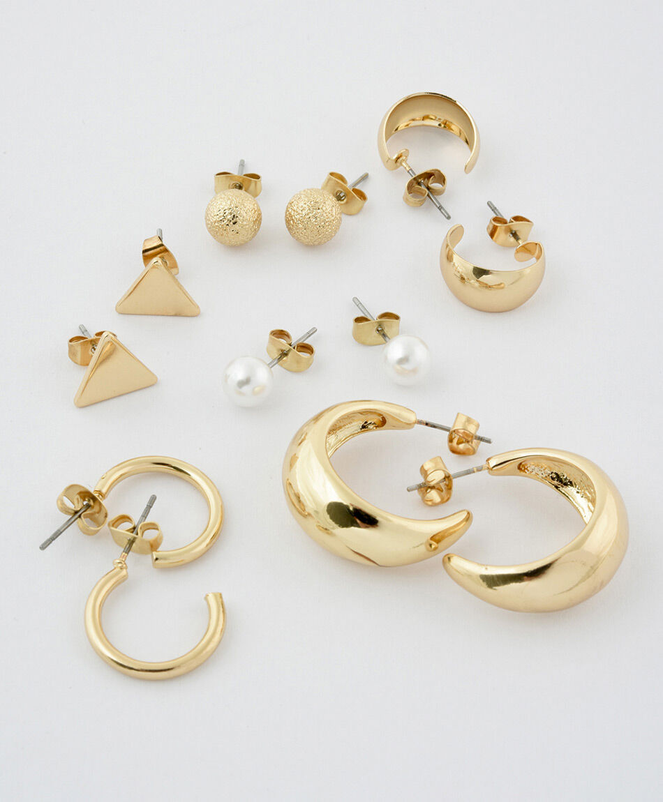 Set aros mujer set dorado 14 piezas