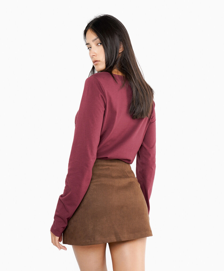 Mini falda mujer sarong suede