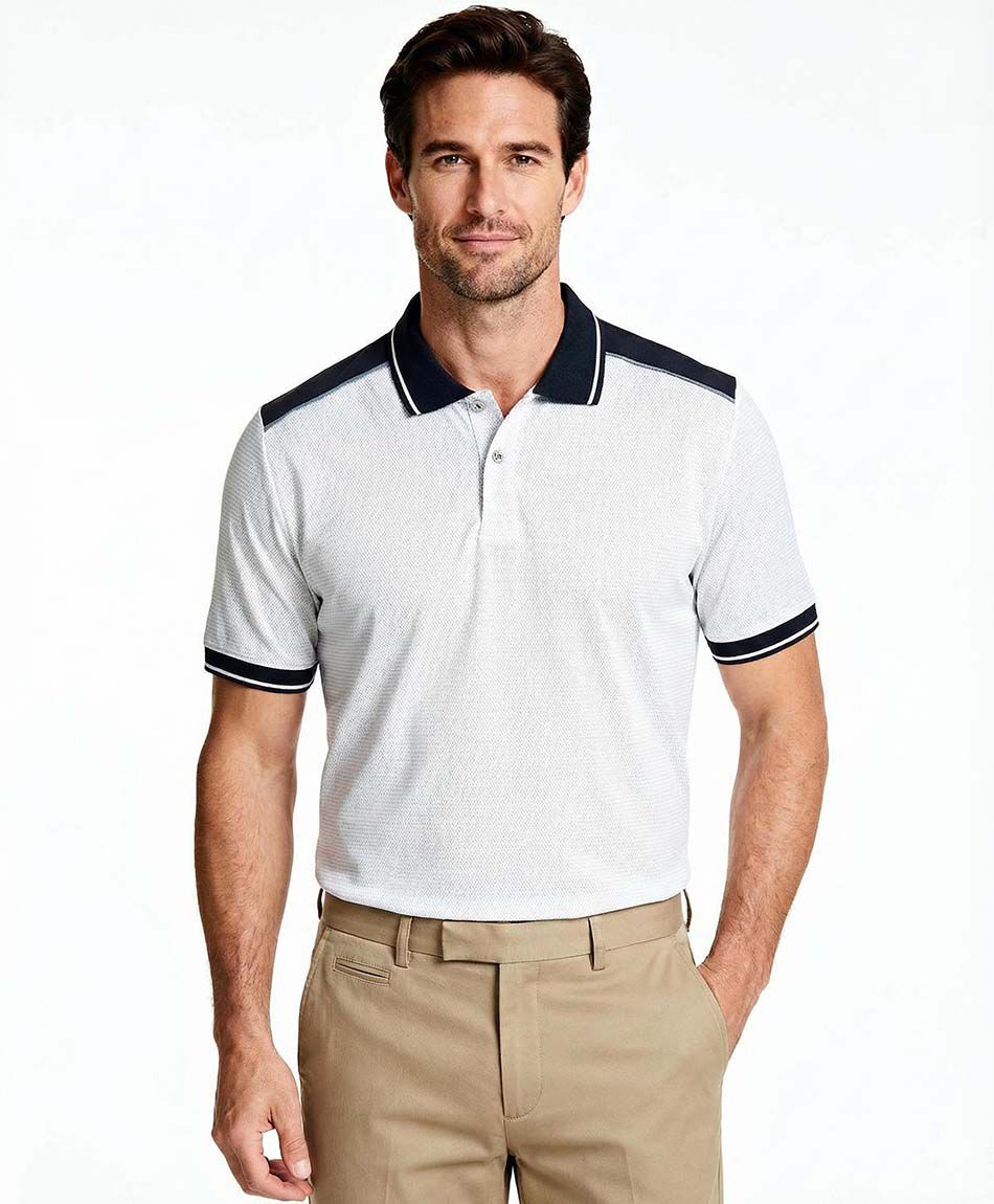 Polera hombre cuello polo black and white