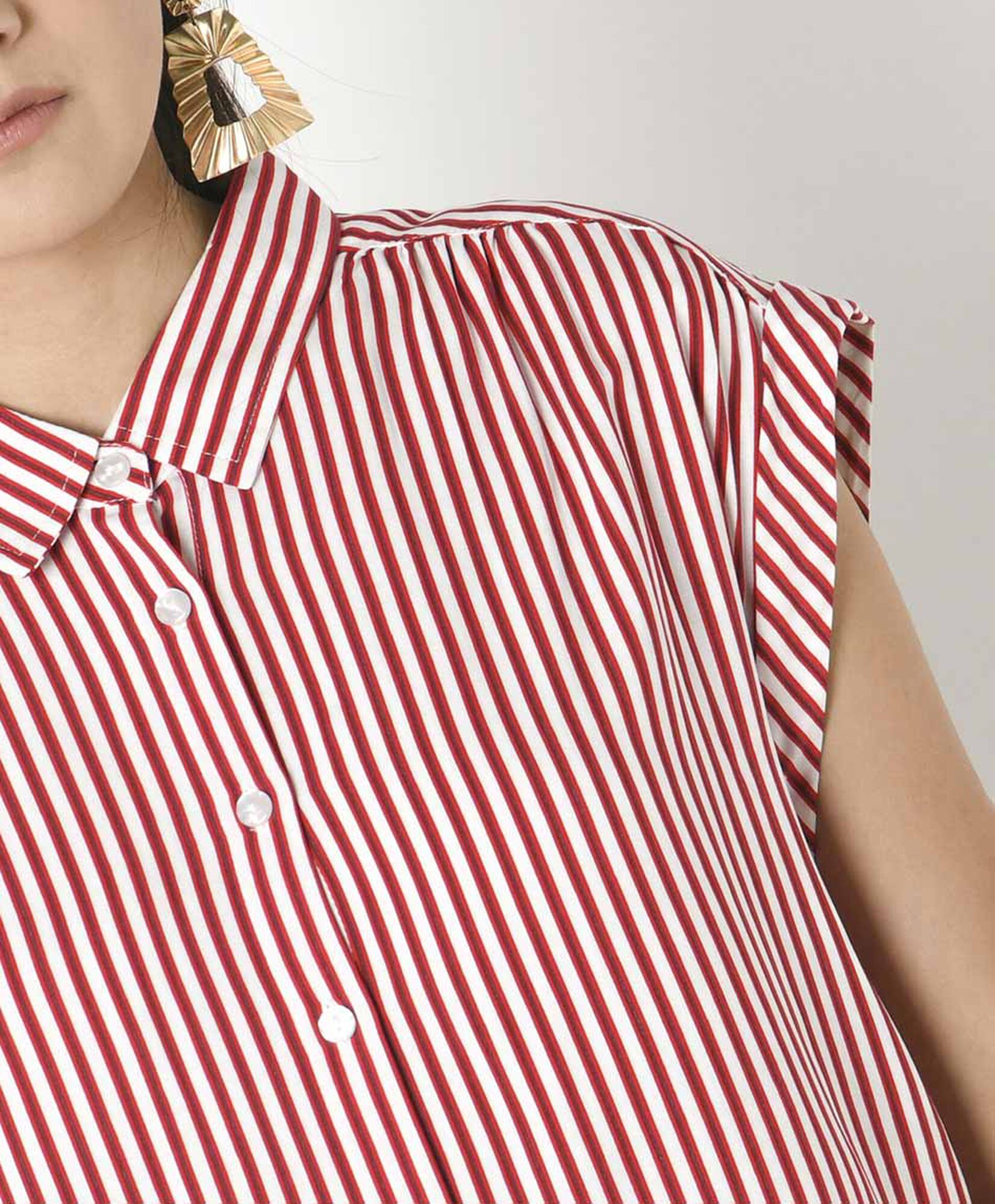 Blusa mujer líneas roja manga mini Blusa mujer líneas roja manga mini