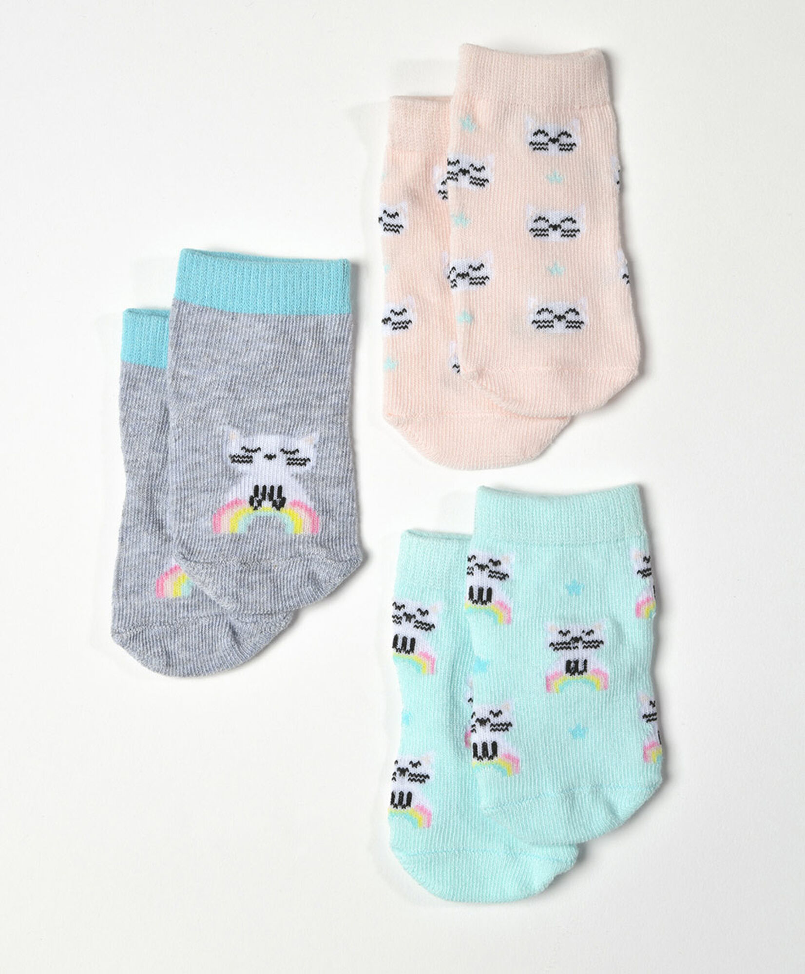 Pack 3 calcetines bebé gatitos Pack 3 calcetines bebé gatitos