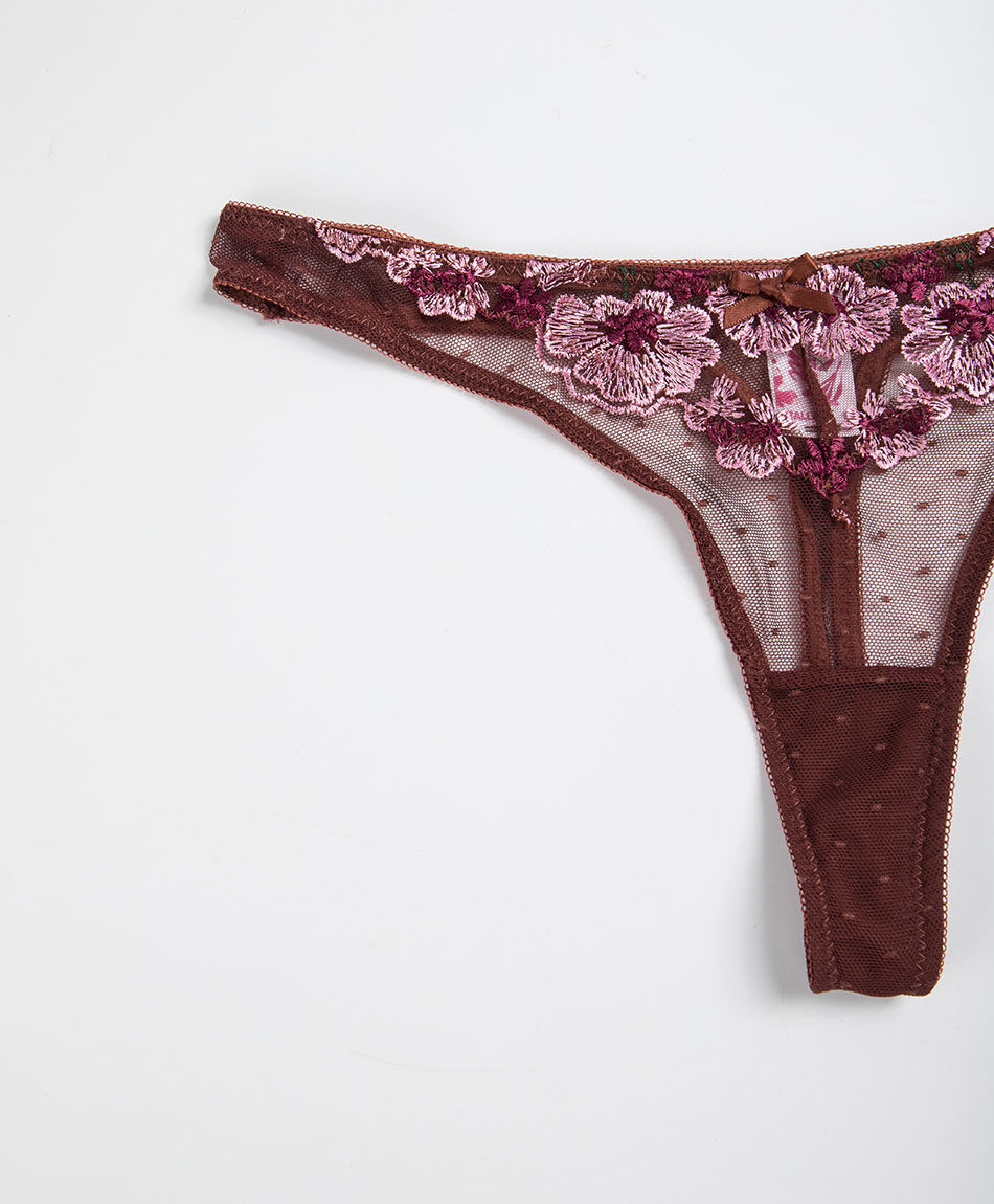Colaless mujer mesh flores bordadas