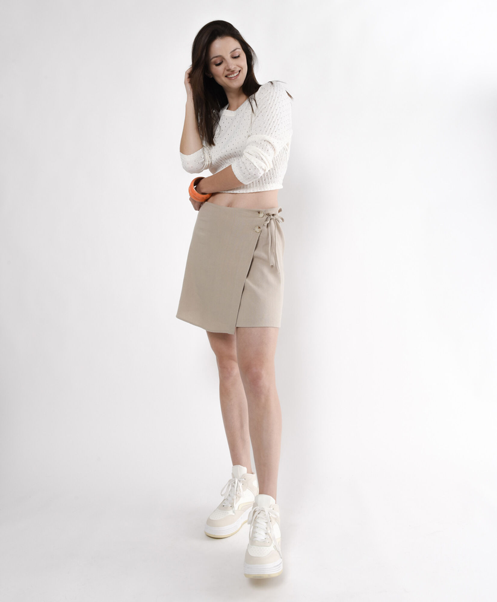 Mini falda mujer lino botones Mini falda mujer lino botones
