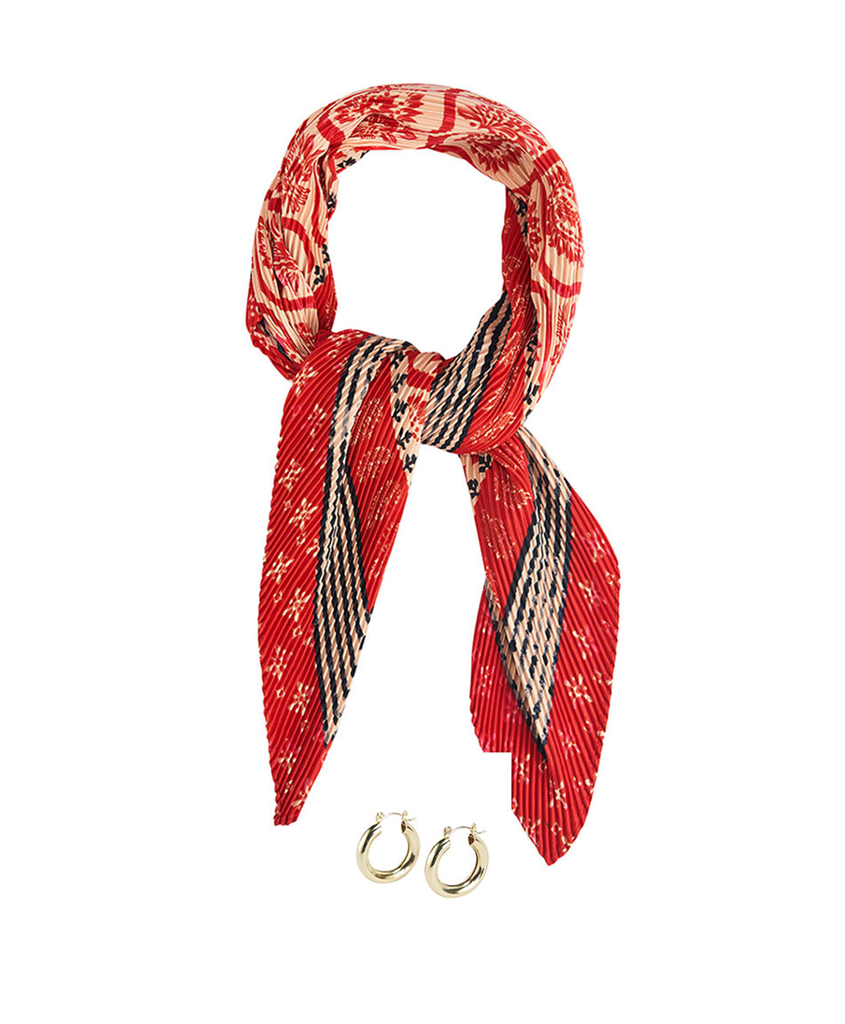 Set pañuelo + aros mujer rojo Set pañuelo + aros mujer rojo