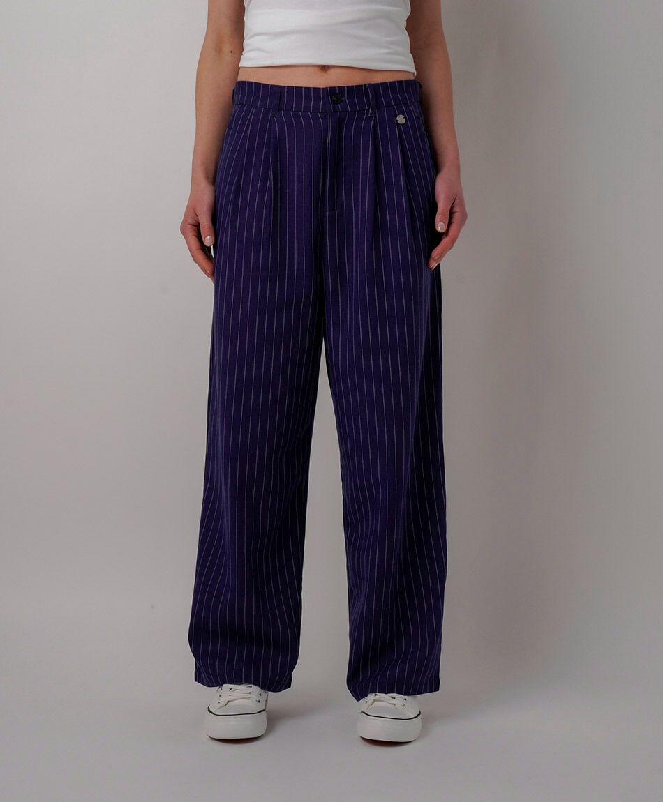 Pantal&oacute;n mujer rayas lino
