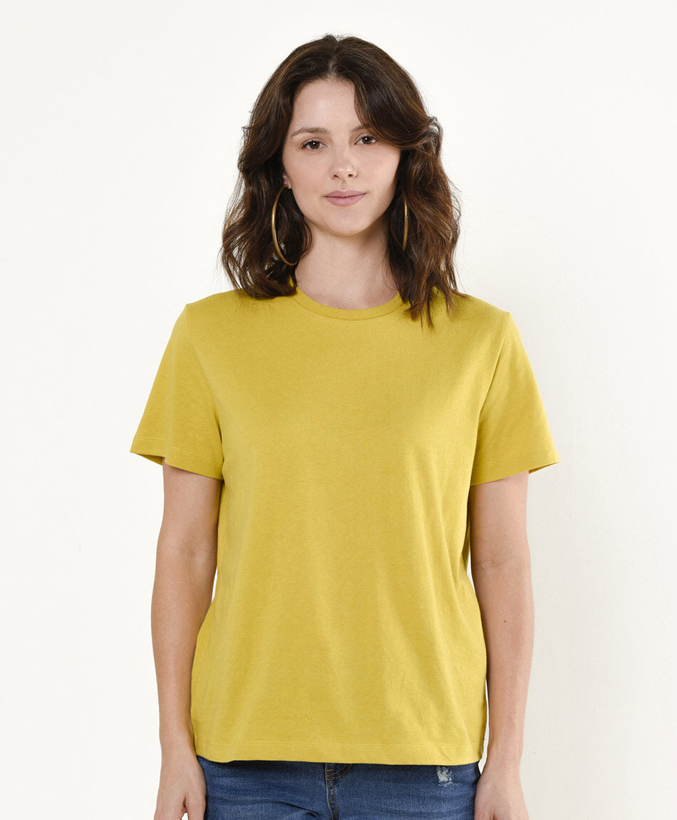 Polera mujer lisa amarilla
