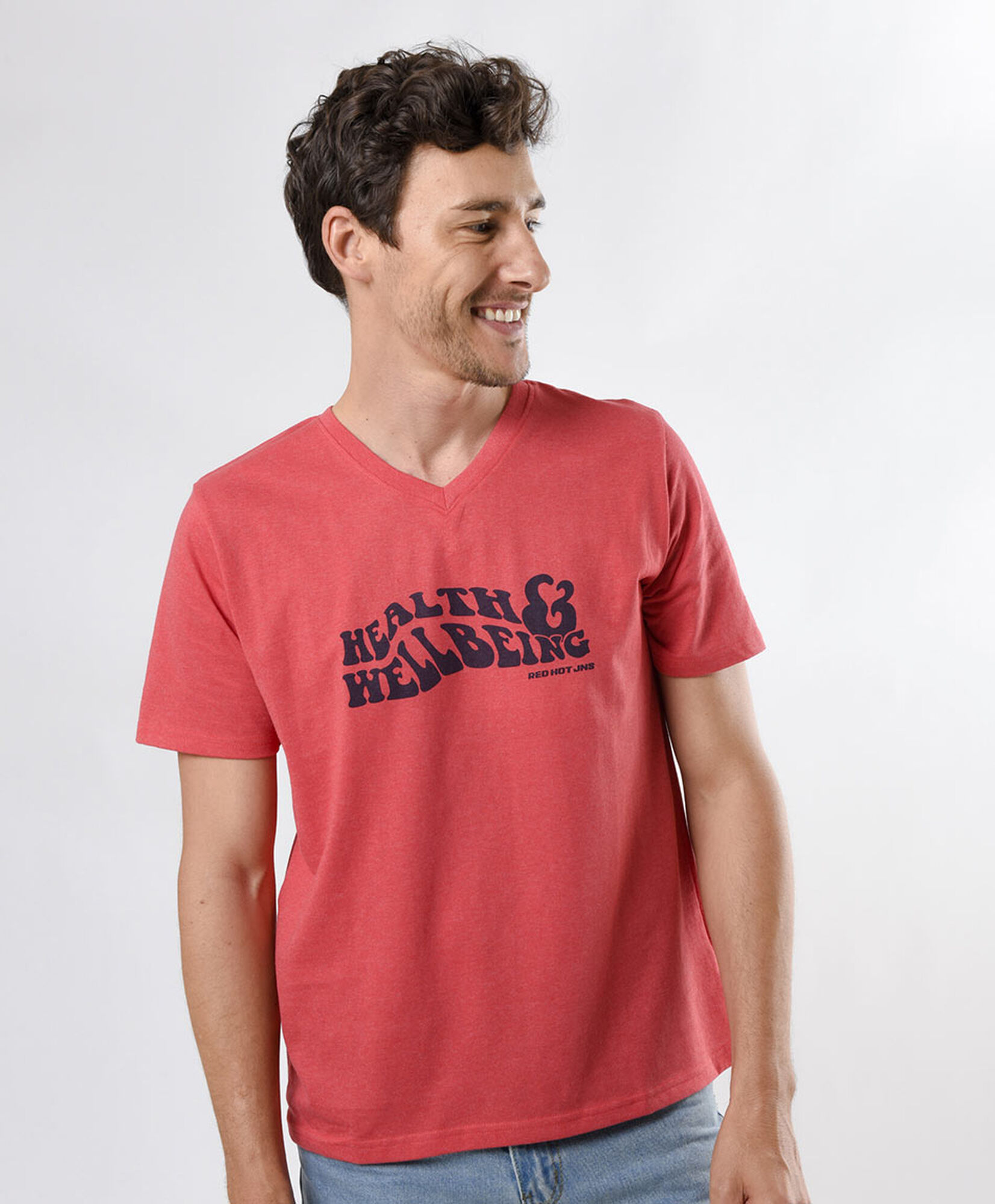 Polera hombre jaspeada texto Polera hombre jaspeada texto