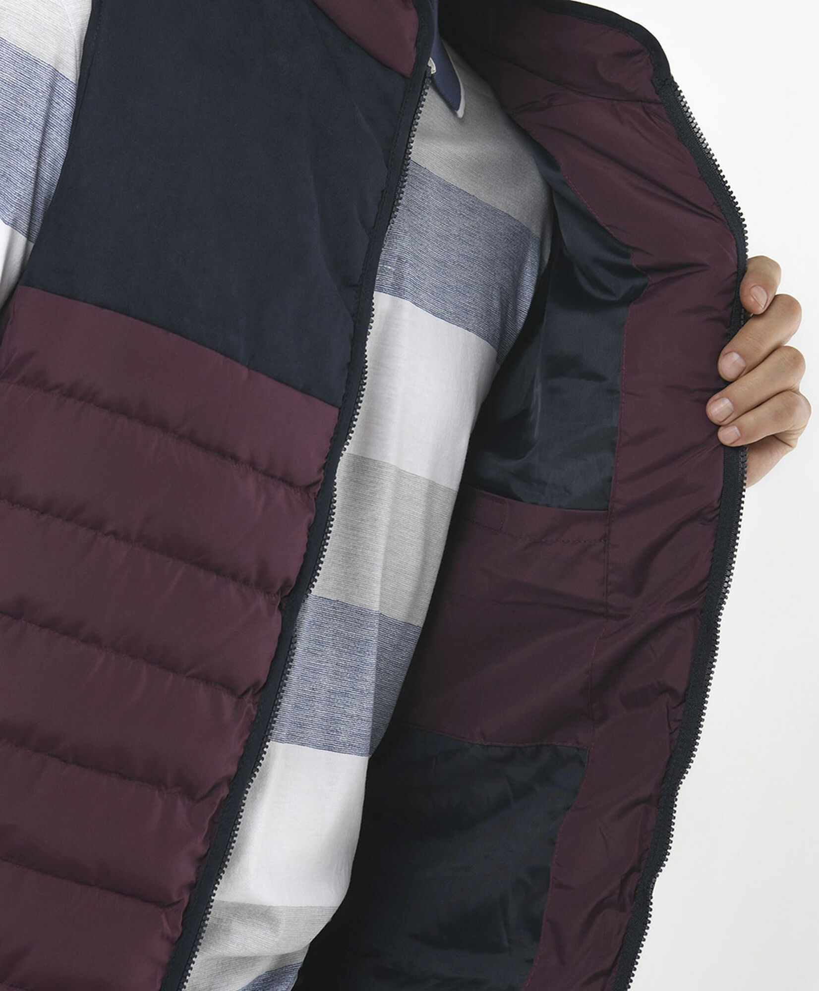 Parka hombre acolchada mix sin mangas Parka hombre acolchada mix sin mangas