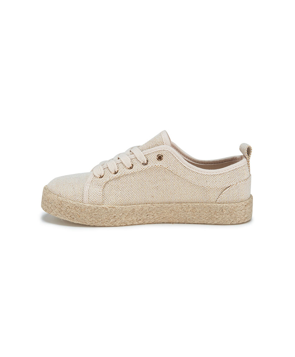 Zapatilla mujer rafia beige