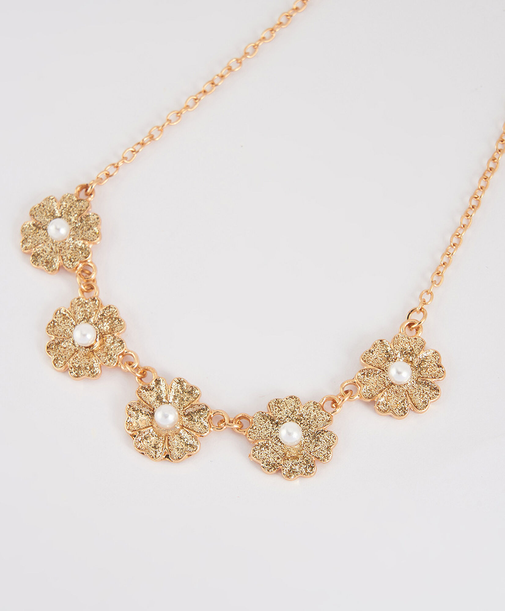 Collar mujer flores y perlas Collar mujer flores y perlas
