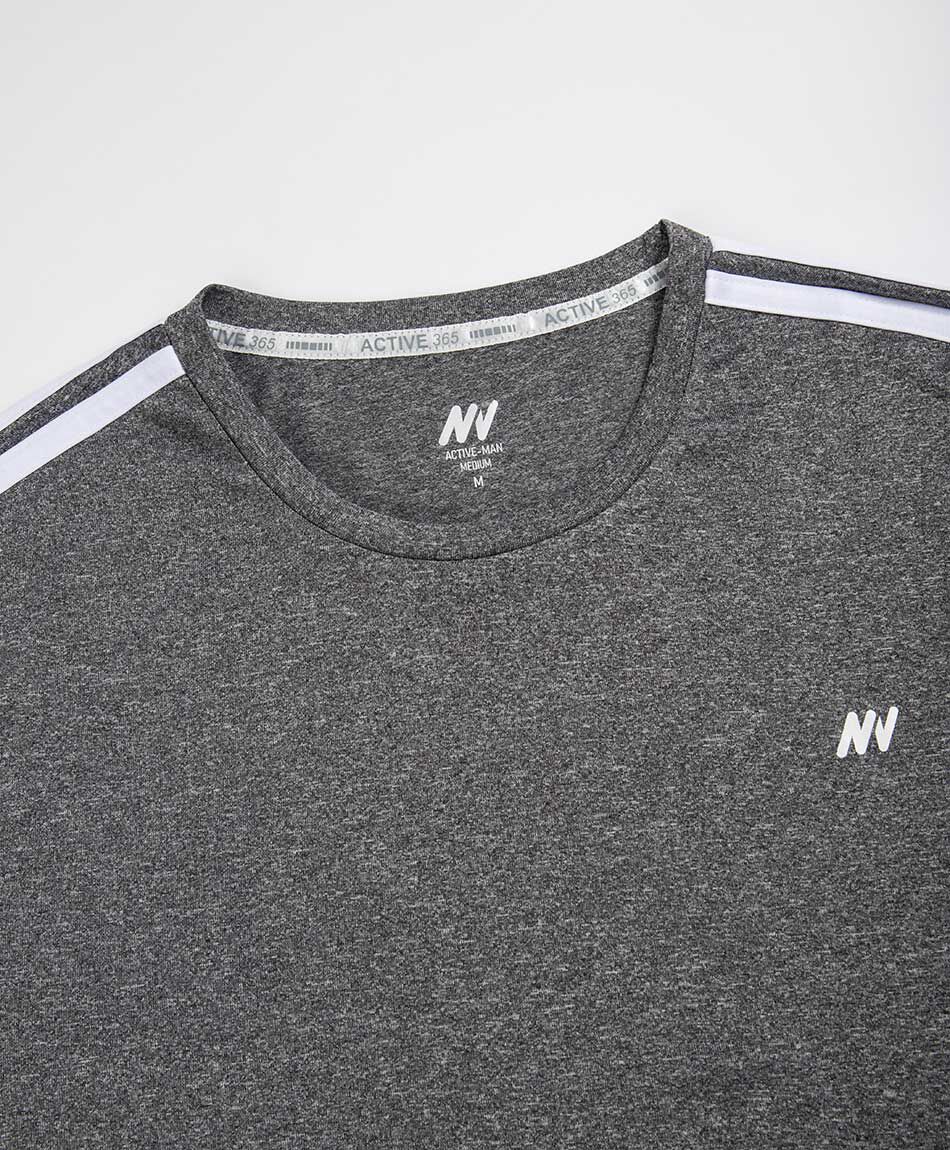 Polera deportiva hombre l&iacute;neas gris