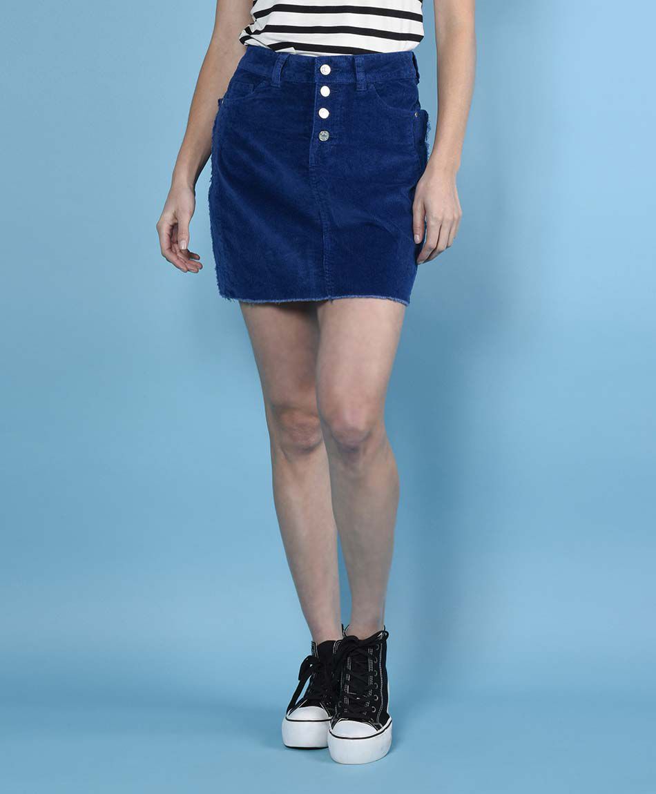 Mini falda denim flecos