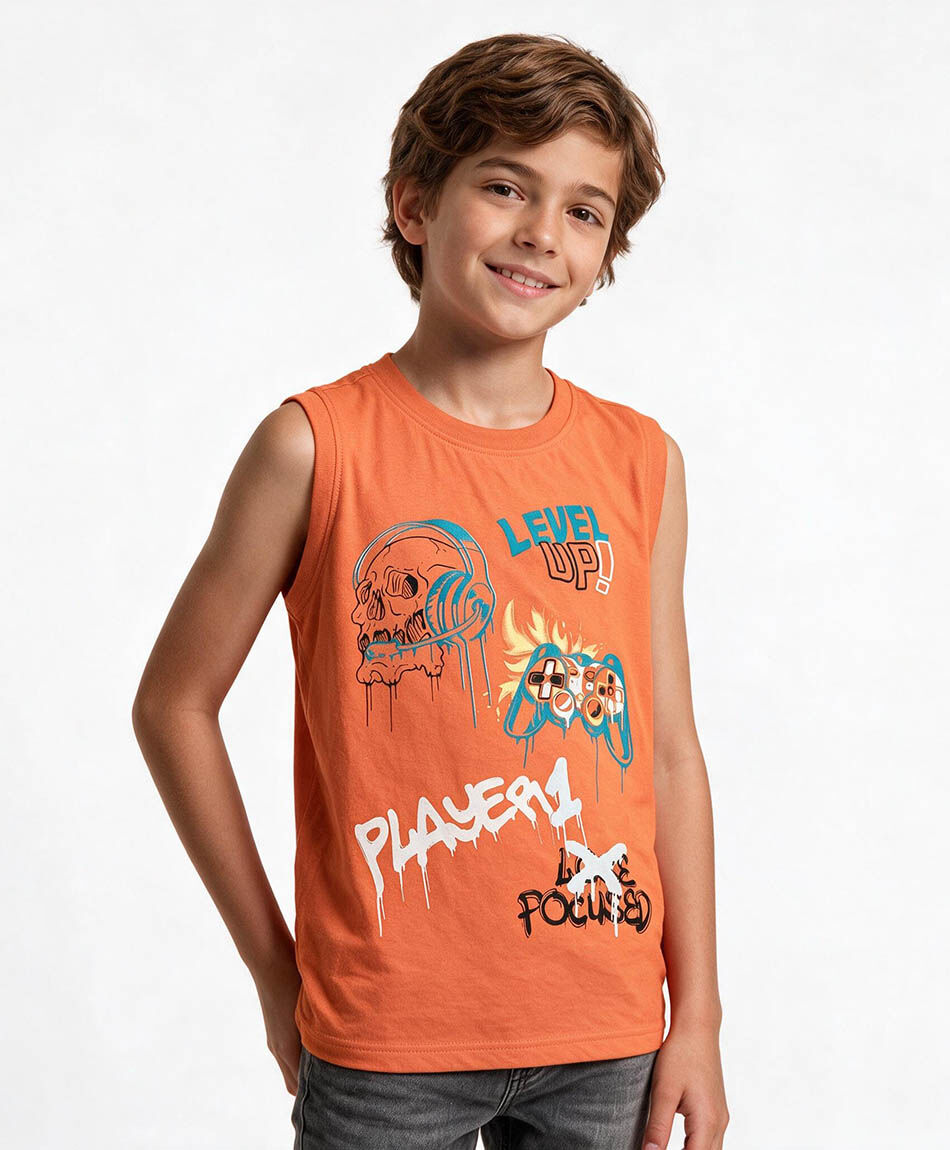 Polera ni&ntilde;o sin mangas graffiti
