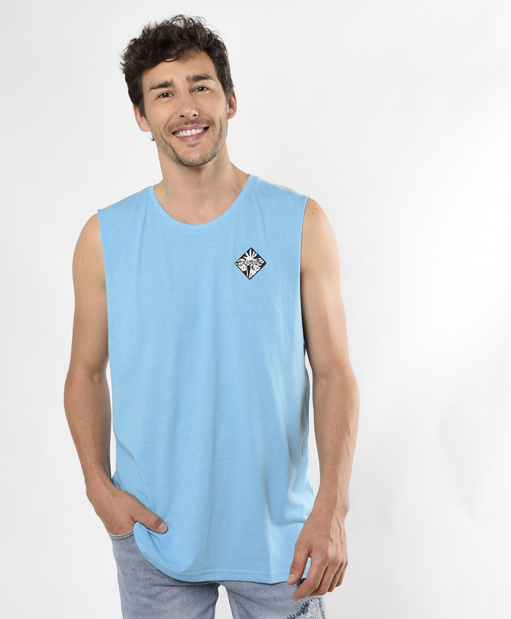 Polera hombre doble estampado sin mangas Polera hombre doble estampado sin mangas