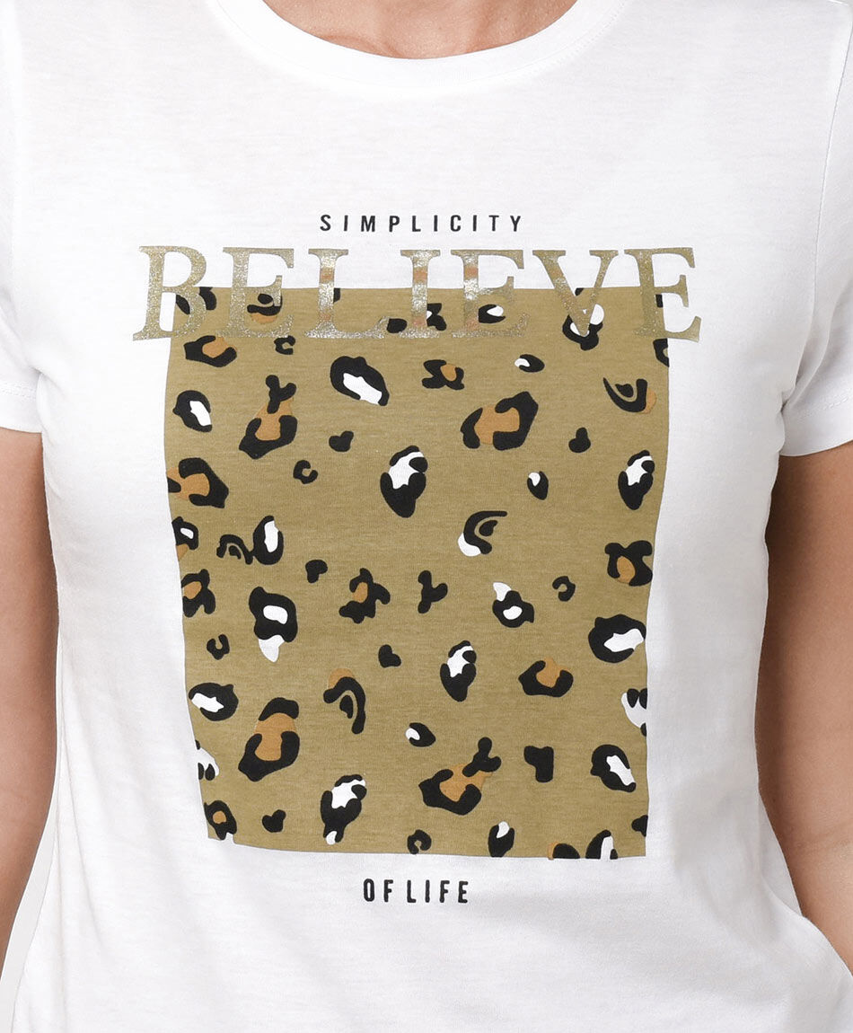 Polera mujer cuadro animal print