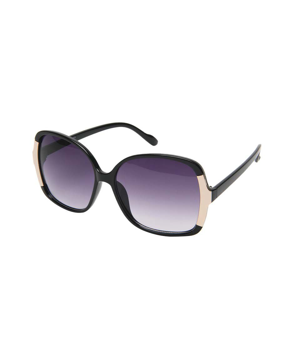 Lentes mujer met&aacute;lico dorado frontal