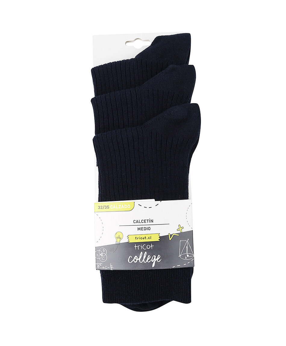 Pack 3 calcetines escolar largo navy