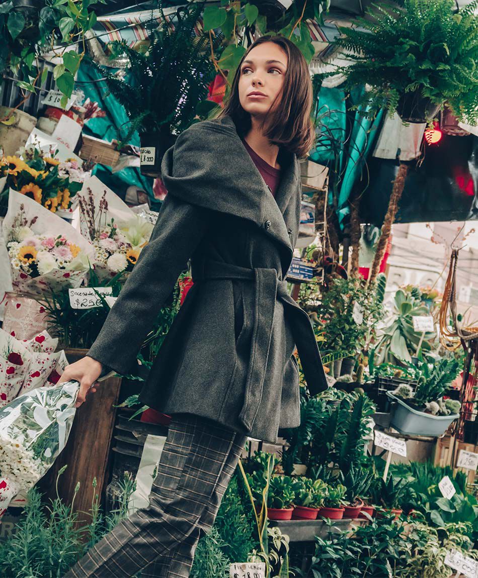 Abrigo mujer capa cintur&oacute;n